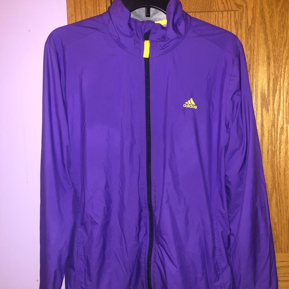 Adidas 100% polyester zip up jacket Large